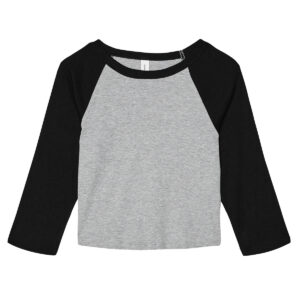 Women’s micro rib 3/4 raglan baby t-shirt - Athletic Heather/Black, XS