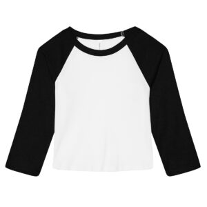 Women’s micro rib 3/4 raglan baby t-shirt - White/Black, XS