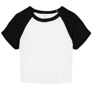 Women’s micro rib raglan baby t-shirt - White/Black, XS