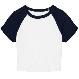 Women’s micro rib raglan baby t-shirt - White/Navy, XS