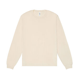Unisex heavy boxy long sleeve tee - Natural, XS