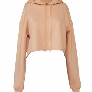 Women's cropped fleece hoodie - Peach, S