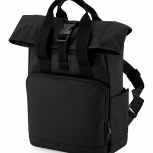 Recycled mini twin handle roll-top backpack - Black, One size