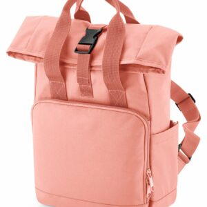Recycled mini twin handle roll-top backpack - Blush Pink, One size