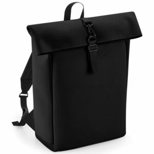 Matte PU rolltop backpack - Black, One size