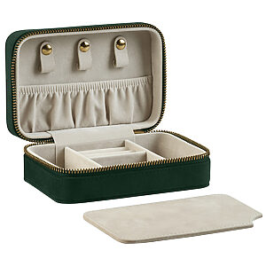 Velvet travel jewellery box - Dark Emerald, One size