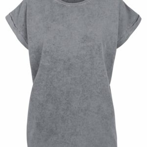 Women's acid washed extended shoulder tee - Asphalt, XS
