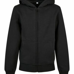 Organic kids basic zip hoodie - Black, 5/6 Yrs