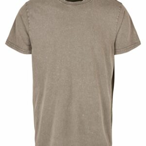 Acid washed round neck tee - Dark Khaki, XS
