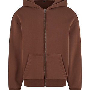 Fluffy zip hoodie - Chocolate Brown, XS