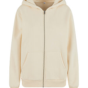 Women’s fluffy zip hoodie - White Sand, XS