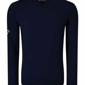 Ribbed v-neck Merino sweater - Dark Navy (Peacoat Navy), S