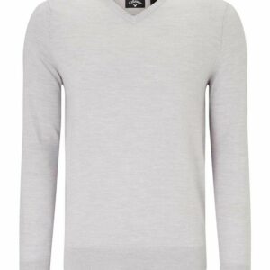Ribbed v-neck Merino sweater - Pearl Blue, S