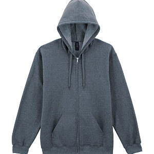 Softstyle™ midweight fleece adult full-zip hooded sweatshirt - Dark Heather, S