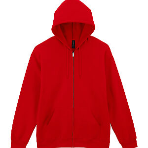Softstyle™ midweight fleece adult full-zip hooded sweatshirt - Red, S