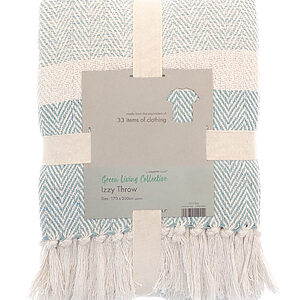 Izzy recycled throw - Duck Egg, One size