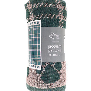 Jumbo terry jacquard dog towel - Green, One size