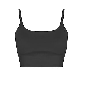 Women’s recycled tech sports bra - Jet Black, XS