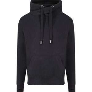 Cross neck hoodie - Black Smoke, XS