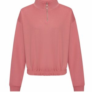 Women's cropped ¼-zip sweat - Dusty Rose, XXS