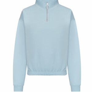 Women's cropped ¼-zip sweat - Sky Blue, XXS