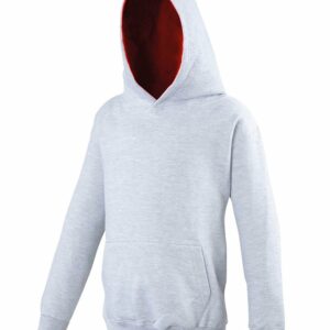 Kids varsity hoodie - Heather Grey/Fire Red, 3/4 Yrs