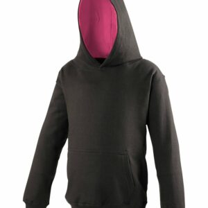 Kids varsity hoodie - Jet Black/Hot Pink, 3/4 Yrs