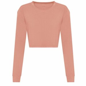 Women's long sleeve cropped T - Dusty Pink, XS