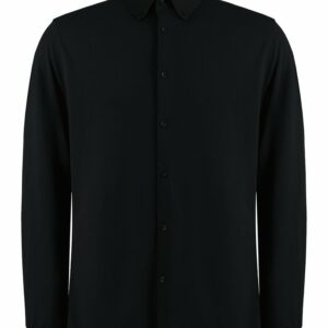 Long sleeve Superwash® 60° piqué shirt (tailored fit) - Black, S