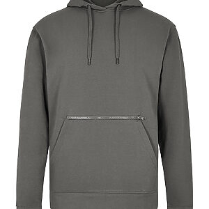 Regular fit piqué hoodie with zipped pocket - Dark Grey, S