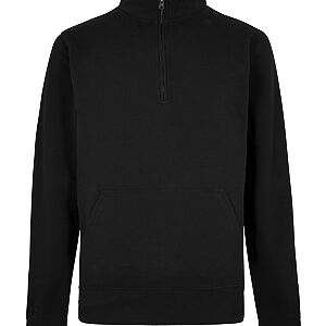 Regular fit 1/4-zip piqué sweatshirt - Black, S