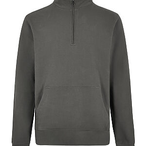 Regular fit 1/4-zip piqué sweatshirt - Dark Grey, S