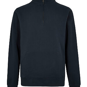 Regular fit 1/4-zip piqué sweatshirt - Navy, S