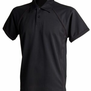Piped performance polo - Black/Black†, S
