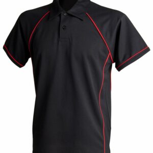 Piped performance polo - Black/Red†, S