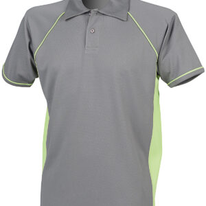 Piped performance polo - Gunmetal Grey/Lime, S