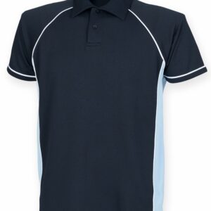 Piped performance polo - Navy/Sky/White, S