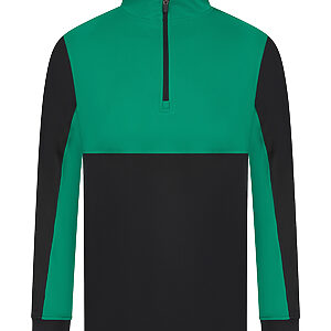 ¼-Tracksuit top - Black/Emerald, XXS
