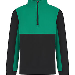 Kids ¼-tracksuit top - Black/Emerald, 3/4 Yrs