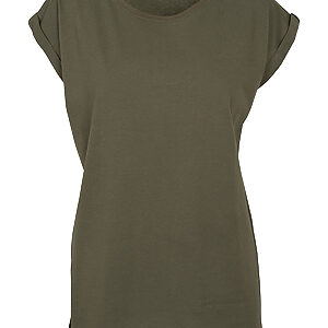 Women’s regular extended shoulder tee - Olive, XS
