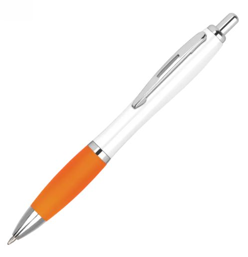 Orange Branded Pen 2 Two Tone Curvy Printed Pen – Orange, 1 Colour Print