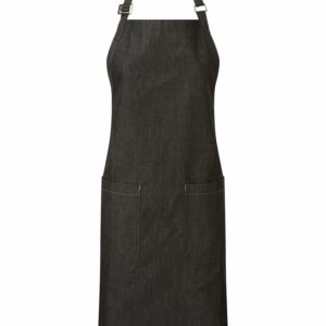 Cotton denim bib apron, organic and Fairtrade certified - Black Denim, One size