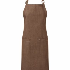 Cotton denim bib apron, organic and Fairtrade certified - Brown Denim, One size