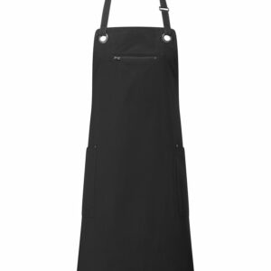 ‘Barley’ Contrast Stitch Bib Apron - Black/Charcoal, One size