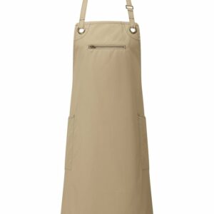 ‘Barley’ Contrast Stitch Bib Apron - Khaki Brown, One size