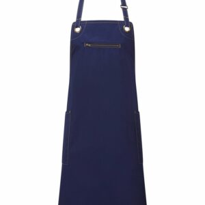 ‘Barley’ Contrast Stitch Bib Apron - Navy/Camel, One size