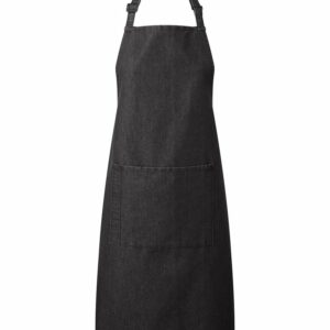 Colours bib apron with pocket - Black Denim, One size