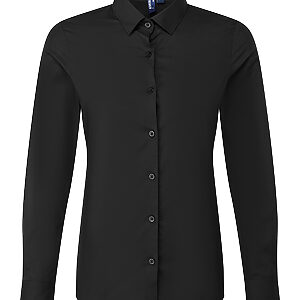 Women’s long sleeve ‘Recyclight’ poplin shirt - Black, XS