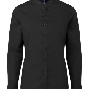 Women's banded collar 'grandad' shirt - Black, XS