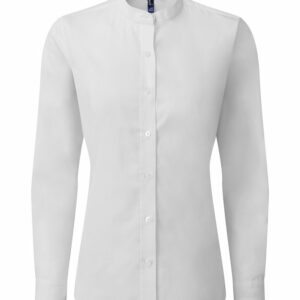 Women's banded collar 'grandad' shirt - White, XS